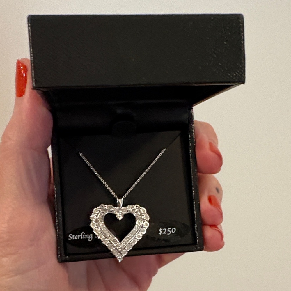 Sterling Silver 1/4 Carat Diamond Heart Necklace